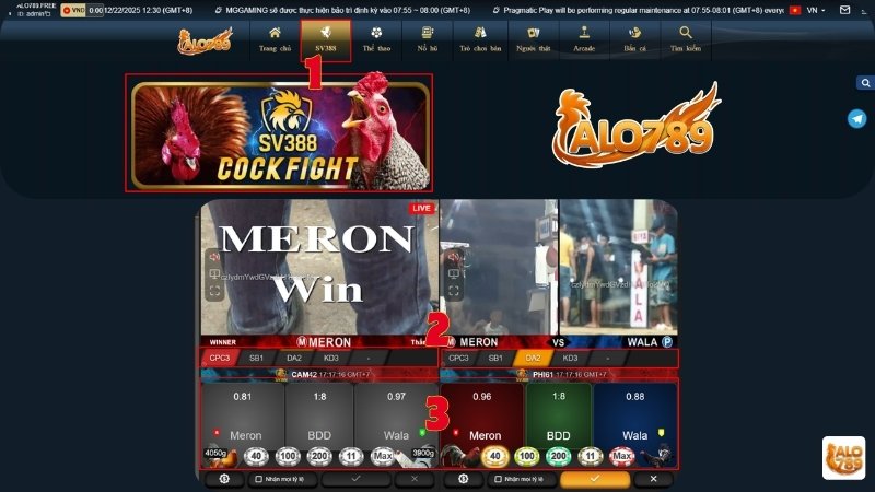 Thao tác đặt cược Meron - Wala đơn giản, nhanh chóng trên nền tảng di động của ALO789.